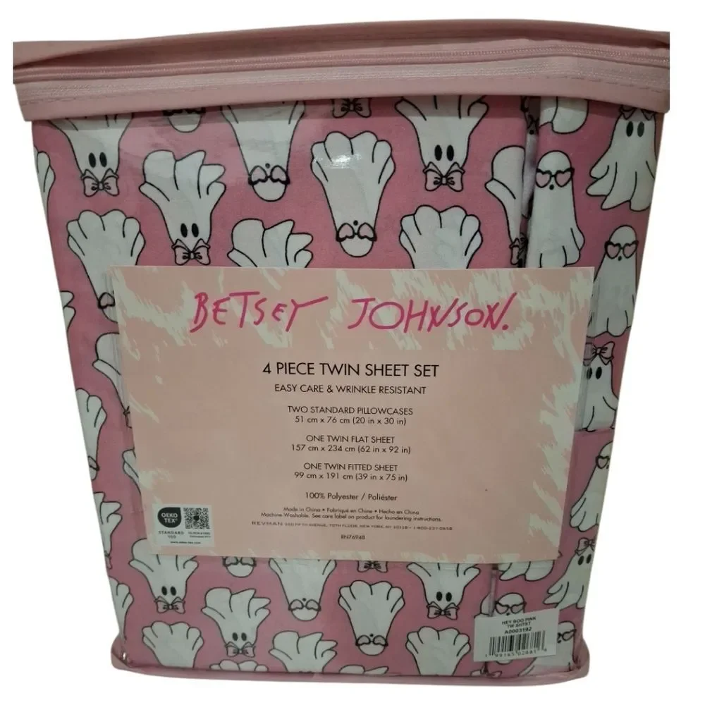 Betsey Johnson Halloween Ghosts Twin Sheet Set & Throw Blanket Set